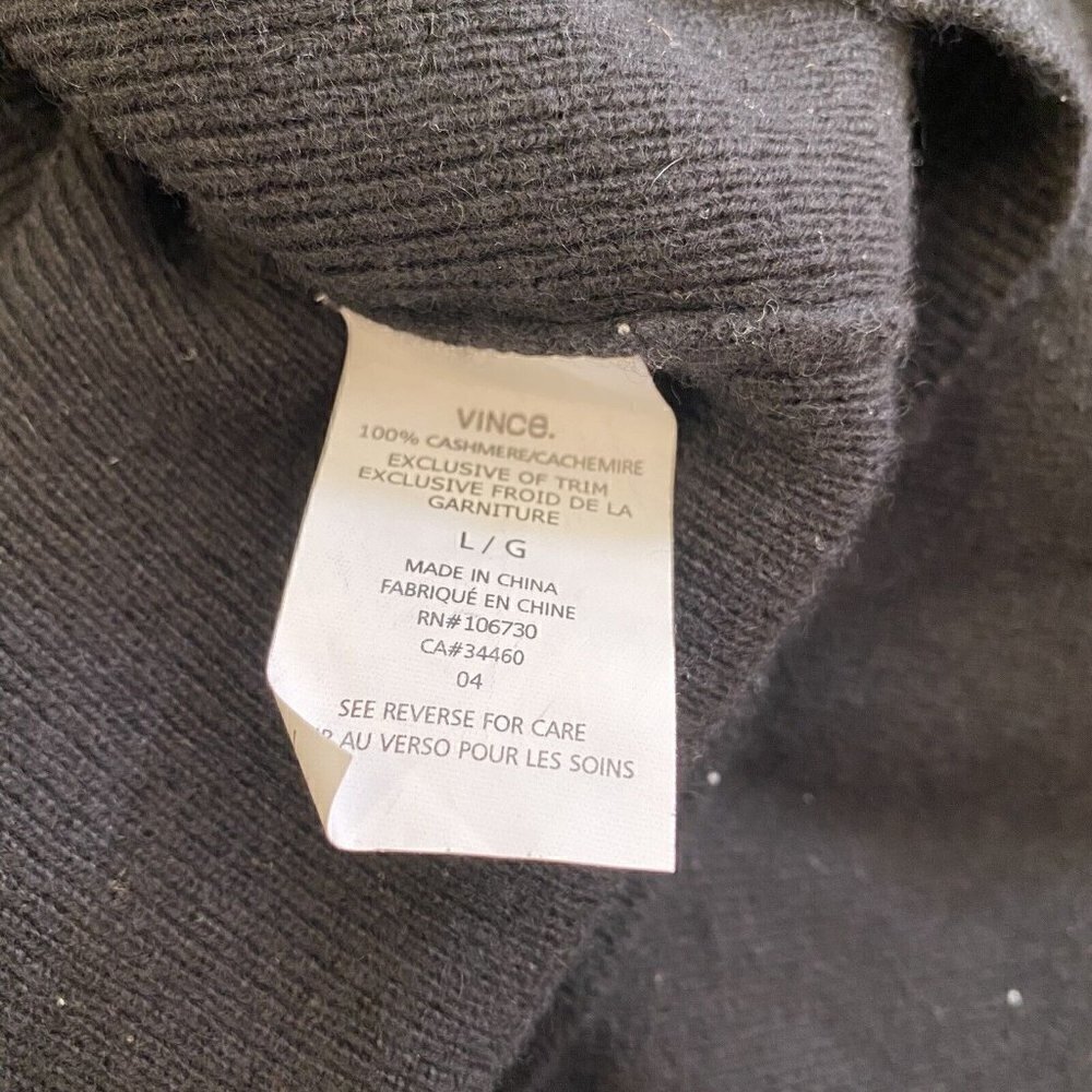 Vince Cashmere Split Back Pullover Sweater in Black Women’s Size Large - Picture 8 of 9